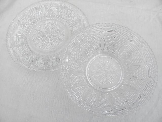 photo of vintage Heritage pattern Federal glass serving pieces, fruit bowl & sandwich or cake plate #4