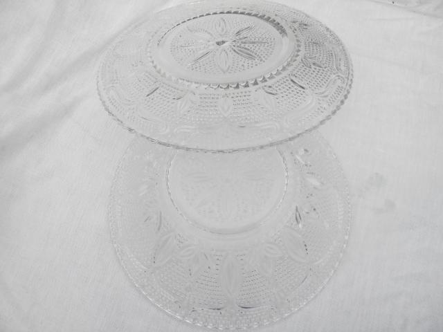 photo of vintage Heritage pattern Federal glass serving pieces, fruit bowl & sandwich or cake plate #5