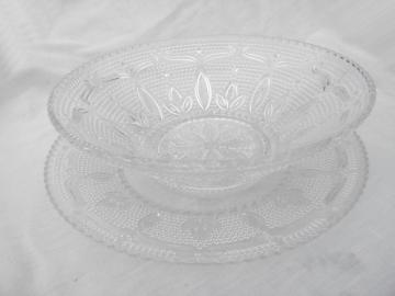 catalog photo of vintage Heritage pattern Federal glass serving pieces, fruit bowl & sandwich or cake plate