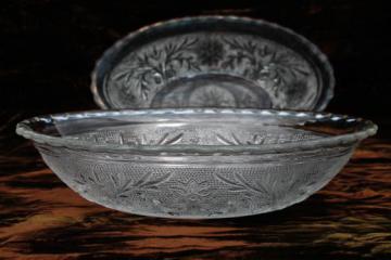 catalog photo of vintage Hocking sandwich pattern oval bowls, clear glass serving dishes