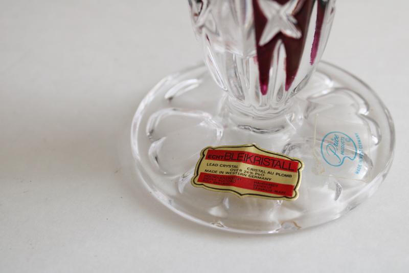 photo of vintage Hofbauer Western Germany lead crystal vase purple heart stained color #2