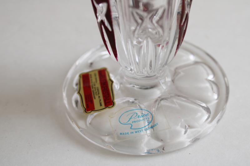 photo of vintage Hofbauer Western Germany lead crystal vase purple heart stained color #3