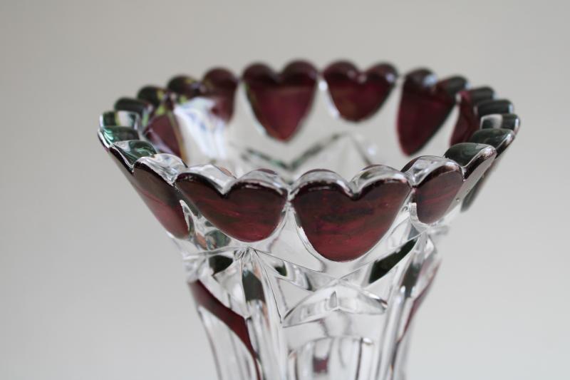 photo of vintage Hofbauer Western Germany lead crystal vase purple heart stained color #4