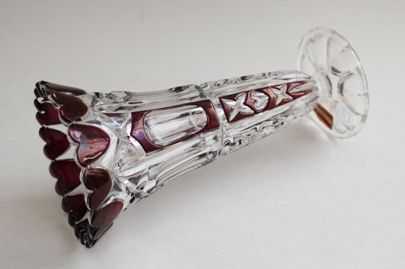 photo of vintage Hofbauer Western Germany lead crystal vase purple heart stained color #5