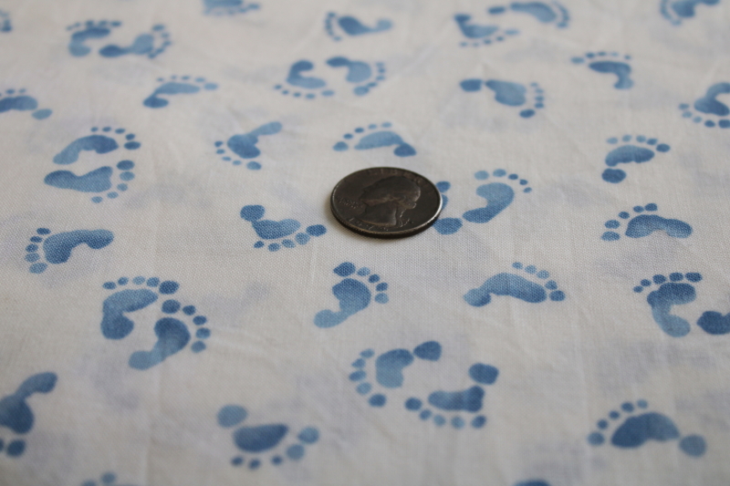 photo of vintage Hoffman quilting weight cotton fabric, Giggles cute print inked baby footprints #1