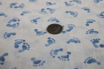 photo of vintage Hoffman quilting weight cotton fabric, Giggles cute print inked baby footprints