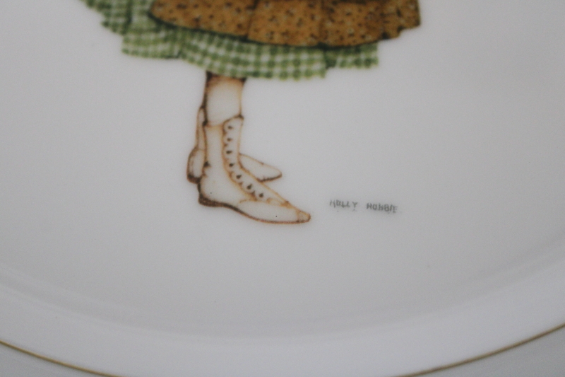 photo of vintage Holly Hobbie Green Girl pattern china dinnerware, set of four dinner plates #4