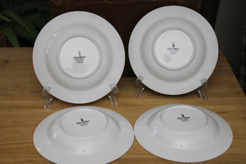 photo of vintage Holly Hobbie Green Girl pattern china dinnerware, set of four rim soup bowls #3