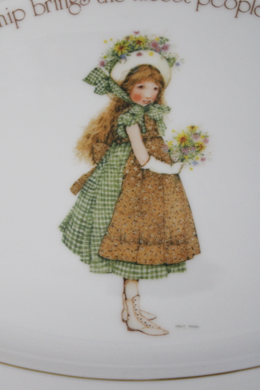 photo of vintage Holly Hobbie Green Girl pattern china platter Friendship Brings People Together #2