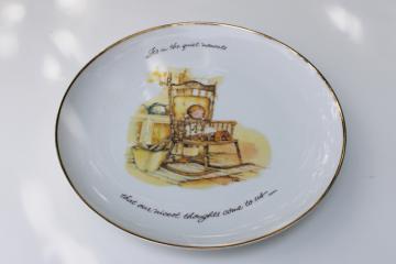 vintage Holly Hobbie plate little girl big chair In The Quiet Moments The Nicest Thoughts