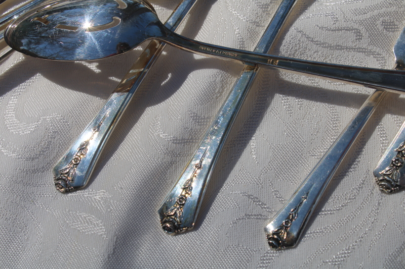 photo of vintage Holmes & Edwards silver plate flatware set for 8, Spring Garden pattern circa 1949 #7