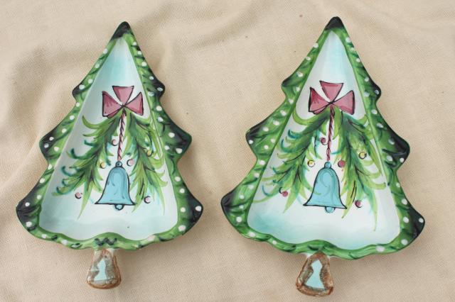 photo of vintage Holt Howard - Japan hand-painted ceramic Christmas tree dishes  #1