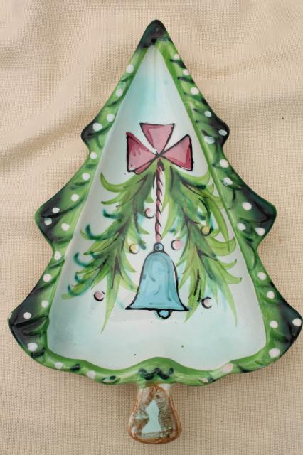 photo of vintage Holt Howard - Japan hand-painted ceramic Christmas tree dishes  #3