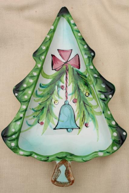 photo of vintage Holt Howard - Japan hand-painted ceramic Christmas tree dishes  #4