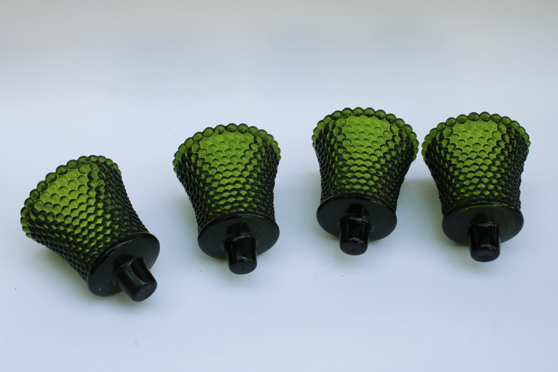 photo of vintage Homco avocado or olive green hobnail glass peg type votive candle holders set of 4  #1