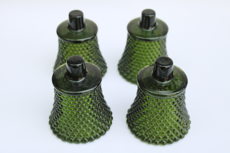 photo of vintage Homco avocado or olive green hobnail glass peg type votive candle holders set of 4  #4