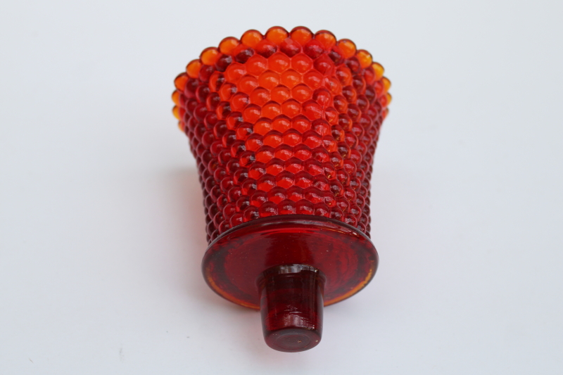 photo of vintage Homco cadmium glow ruby red hobnail glass peg votive cup candle holder  #1