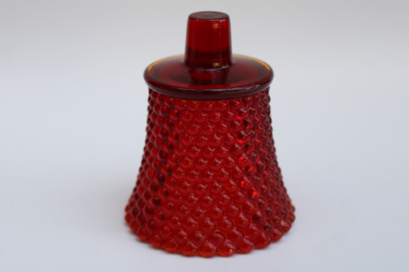 photo of vintage Homco cadmium glow ruby red hobnail glass peg votive cup candle holder  #4