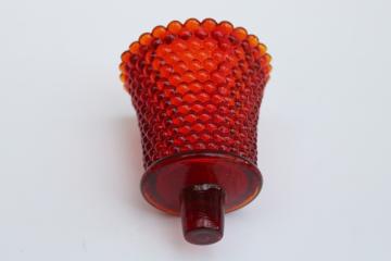 catalog photo of vintage Homco cadmium glow ruby red hobnail glass peg votive cup candle holder 