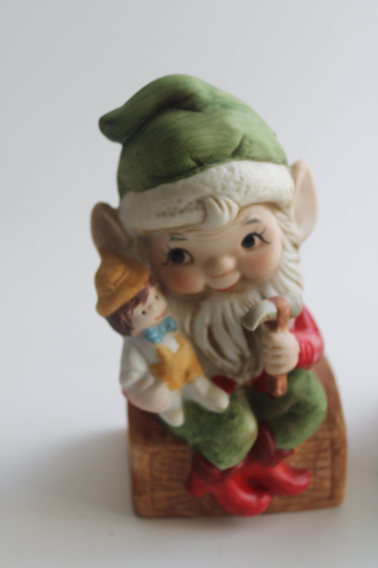 photo of vintage Homco figurines Christmas gnomes or Santa elves set of three  #2