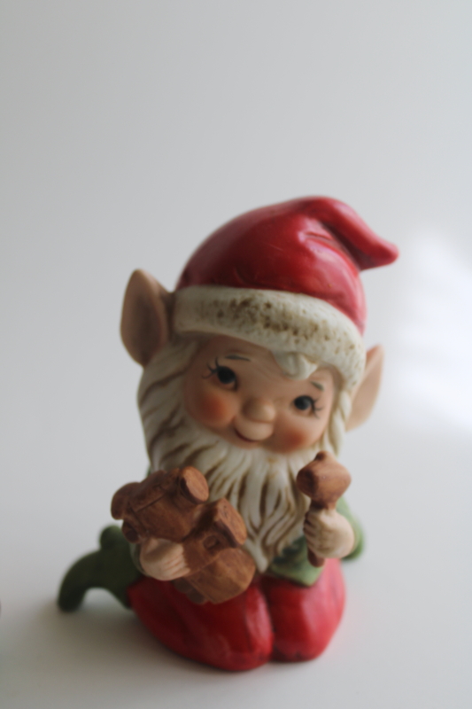 photo of vintage Homco figurines Christmas gnomes or Santa elves set of three  #4