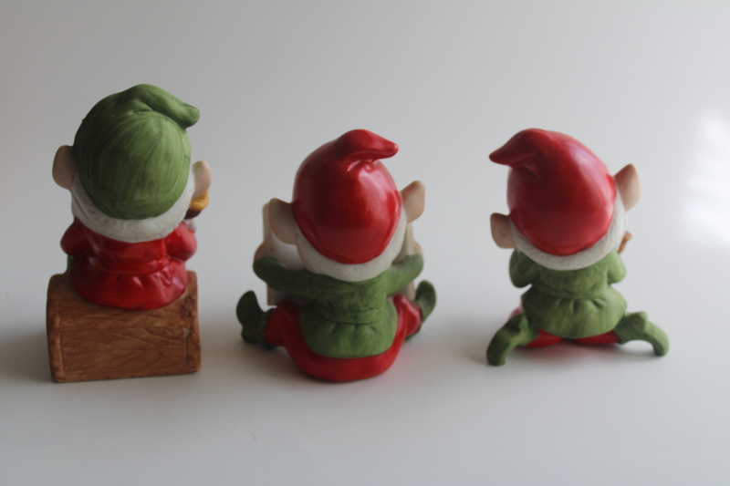 photo of vintage Homco figurines Christmas gnomes or Santa elves set of three  #5