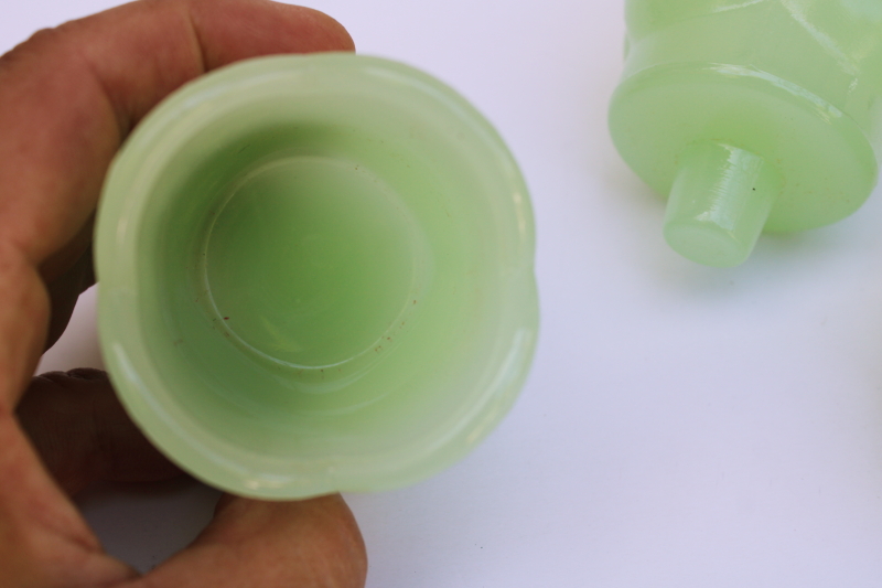 photo of vintage Homco jadite green milk glass votive candle holders tulip shape rare color #2