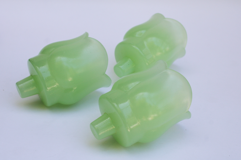photo of vintage Homco jadite green milk glass votive candle holders tulip shape rare color #3