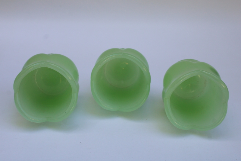 photo of vintage Homco jadite green milk glass votive candle holders tulip shape rare color #4