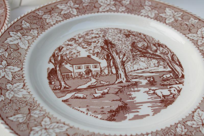 photo of vintage Home Sweet Home Kingsway Homer Laughlin brown transferware dinner plates #2