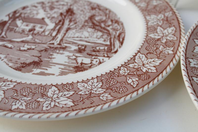 photo of vintage Home Sweet Home Kingsway Homer Laughlin brown transferware dinner plates #3