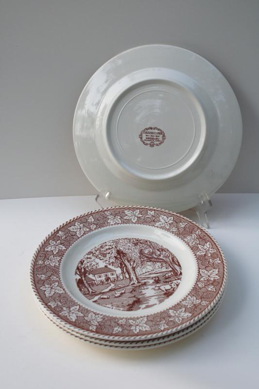 photo of vintage Home Sweet Home Kingsway Homer Laughlin brown transferware dinner plates #5