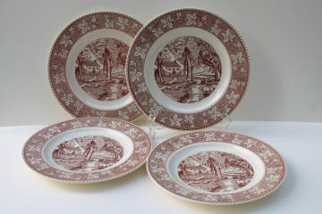 catalog photo of vintage Home Sweet Home Kingsway Homer Laughlin brown transferware dinner plates