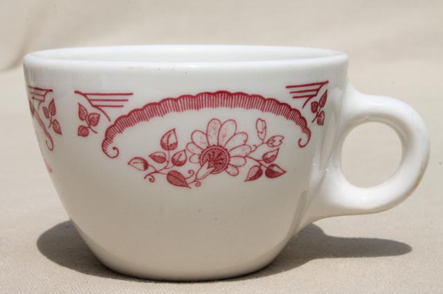 photo of vintage Homer Laughlin Best China red or pink transferware ironstone cups #3