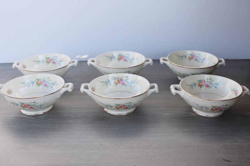 photo of vintage Homer Laughlin Eggshell Georgian china, Cashmere cream soup bowls set #1