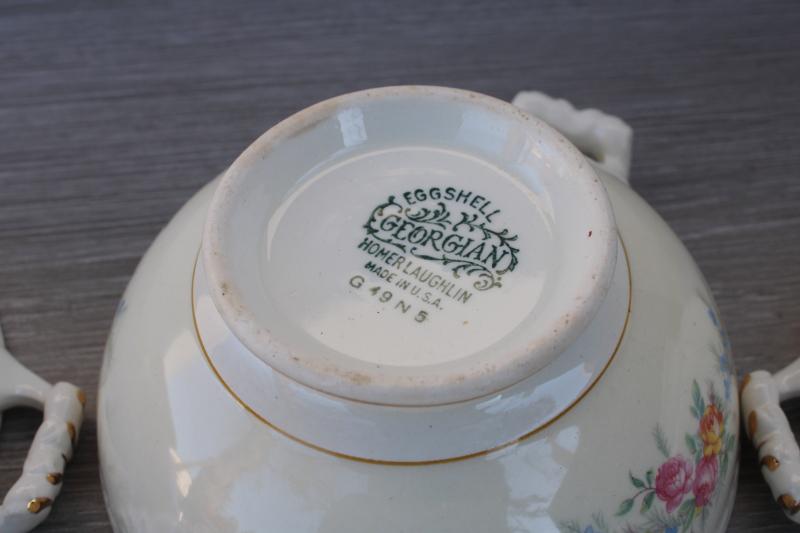 photo of vintage Homer Laughlin Eggshell Georgian china, Cashmere cream soup bowls set #8