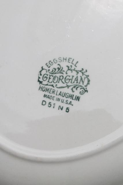 photo of vintage Homer Laughlin Eggshell Georgian floral china trays or platters, aqua blue w/ flowers #2