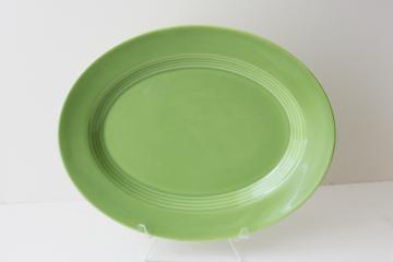 catalog photo of vintage Homer Laughlin Harlequin unmarked pottery dinnerware, chartreuse green platter