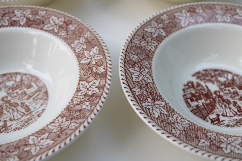 photo of vintage Homer Laughlin Kingsway brown transferware w/ berries border English scenes bowls #2