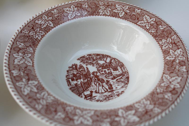 photo of vintage Homer Laughlin Kingsway brown transferware w/ berries border English scenes bowls #3