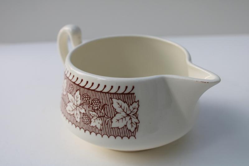 photo of vintage Homer Laughlin Kingsway brown transferware, bramble berries cream pitcher #5