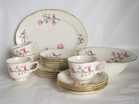 photo of vintage Homer Laughlin Liberty breakfast set china, magnolia dogwood #1