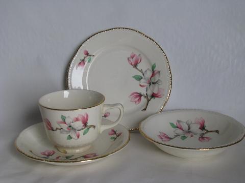 photo of vintage Homer Laughlin Liberty breakfast set china, magnolia dogwood #3