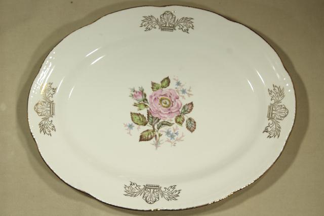 photo of vintage Homer Laughlin Queen Esther moss rose china, estate dinnerware set for 8 #3