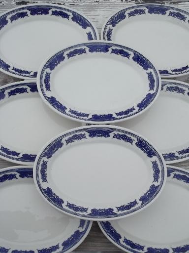 photo of vintage Homer Laughlin best china oval plates, ming blue & white ironstone  #1