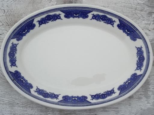 photo of vintage Homer Laughlin best china oval plates, ming blue & white ironstone  #3