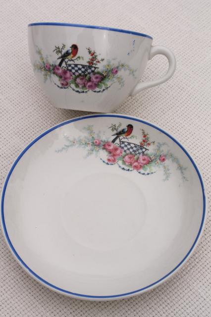 photo of vintage Homer Laughlin bluebird china, plates, tea cups & saucers set for 6 #2