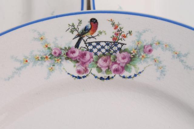 photo of vintage Homer Laughlin bluebird china, plates, tea cups & saucers set for 6 #6