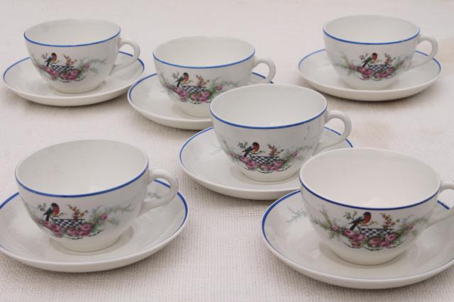 photo of vintage Homer Laughlin bluebird china, plates, tea cups & saucers set for 6 #9