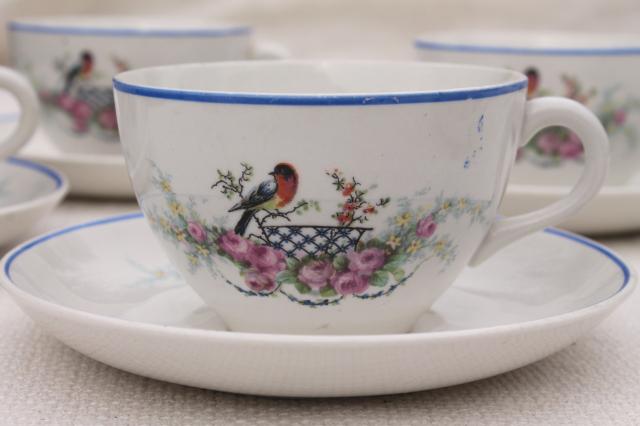 photo of vintage Homer Laughlin bluebird china, plates, tea cups & saucers set for 6 #10